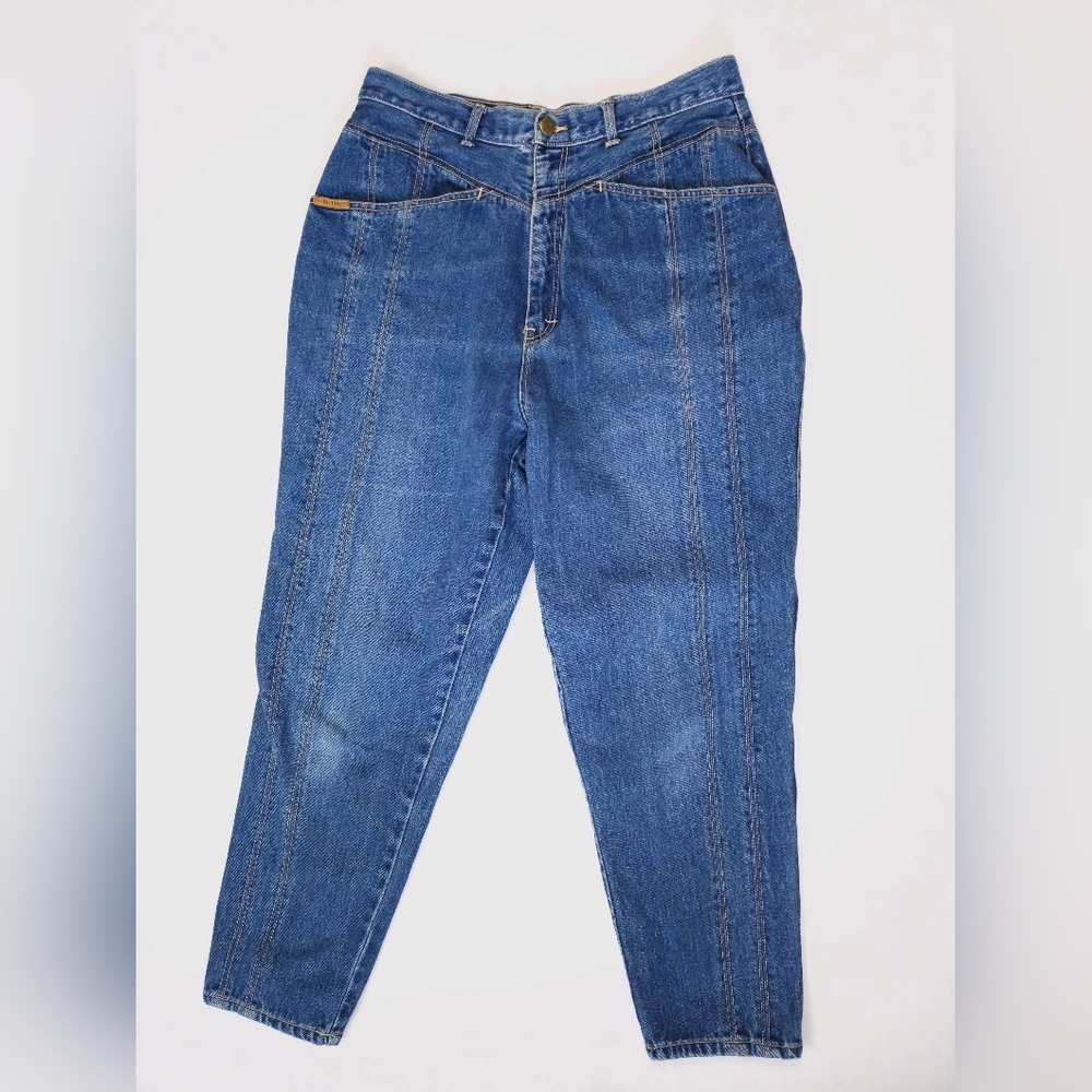Gitano Tapered Blue Jeans High Rise Riding Stiched Vintage Womens 30x27